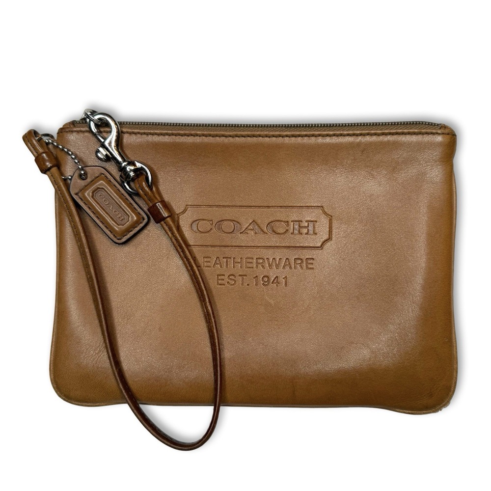 NWOT Coach Vintage Heritage Leather Wristlet w/ Mini Bag Charm